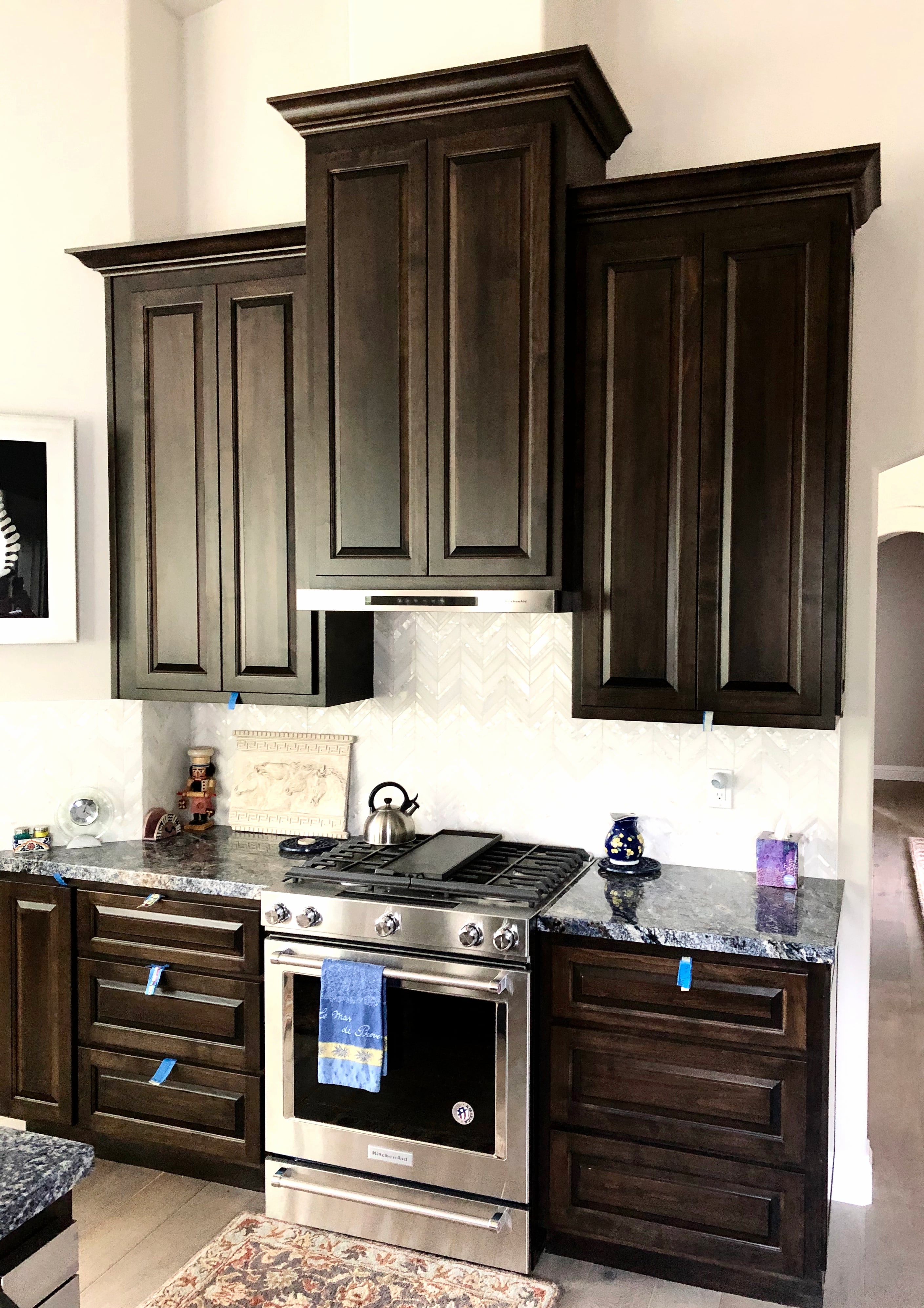 Dark Stained Kitchen Cabinets
